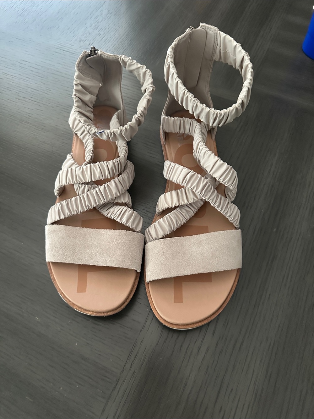 Sorel Ruched-Strap Sandals in Light Beige